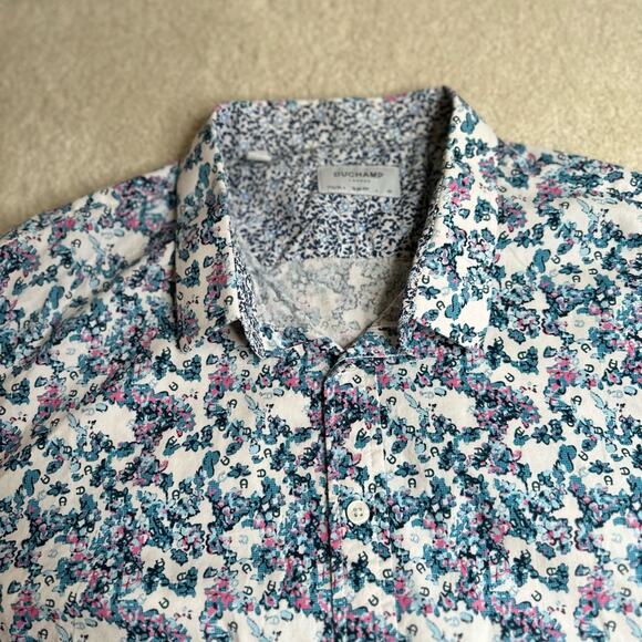 Duchamp Floral Blue and Purple Men's Shirt Slim Fit - Picture 3 of 8